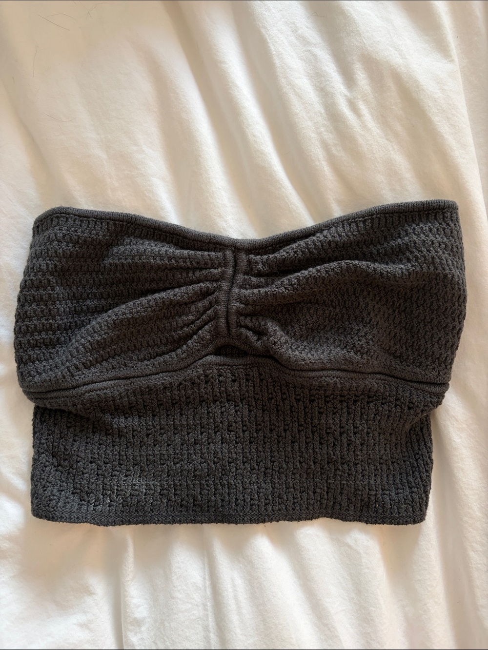 Charcoal Knit Strapless Tube Top